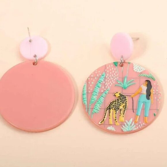 ⭐️✨✨ FREE Leopard Cheetah Peasant Art Hipster Hippie Hip Cat Woman Boho Earrings - Picture 5 of 8